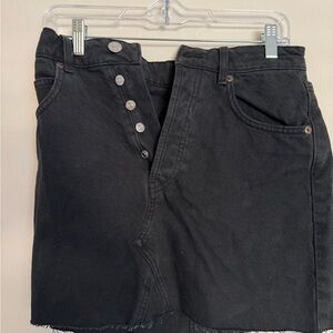 Zara Black Denim Mini Skirt with Button-Front Detail